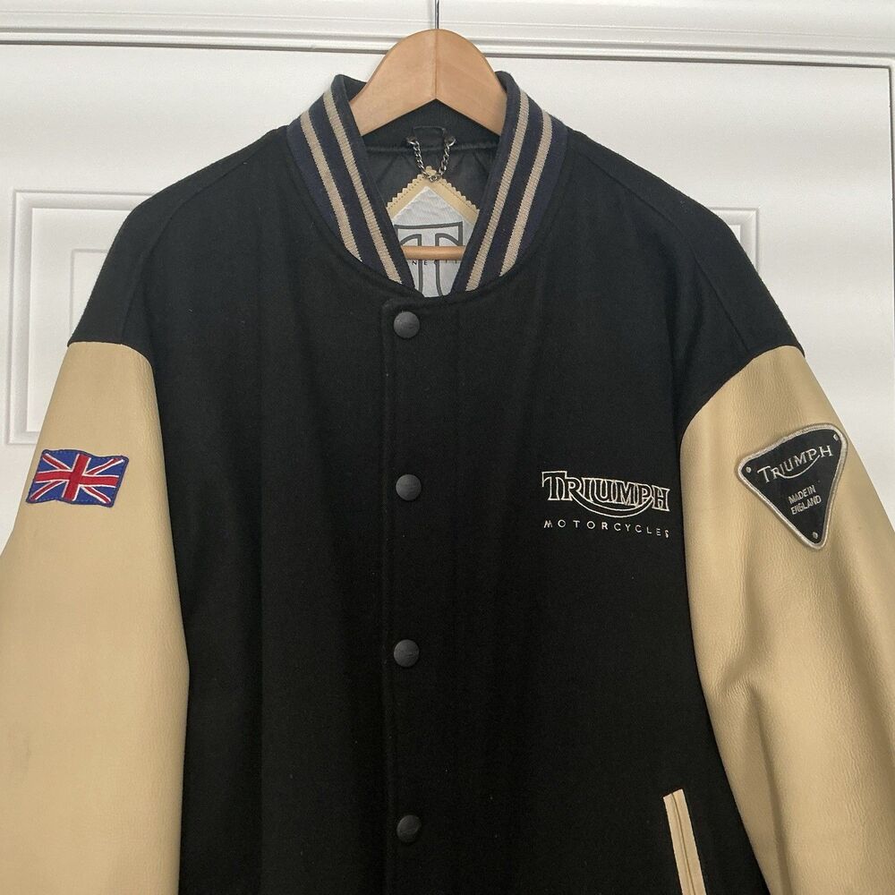 Vintage 90s Triumph Varsity Motorcycle Jacket Men’s Size XL